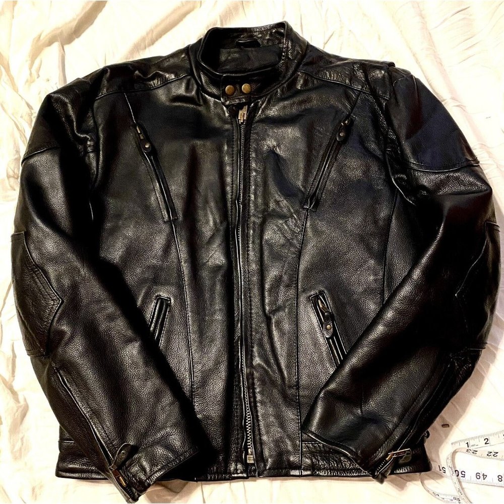 Bikers Dream Apparel Thinsulate Black Leather Biker Jacket Sz 42 Unisex Worn 2x